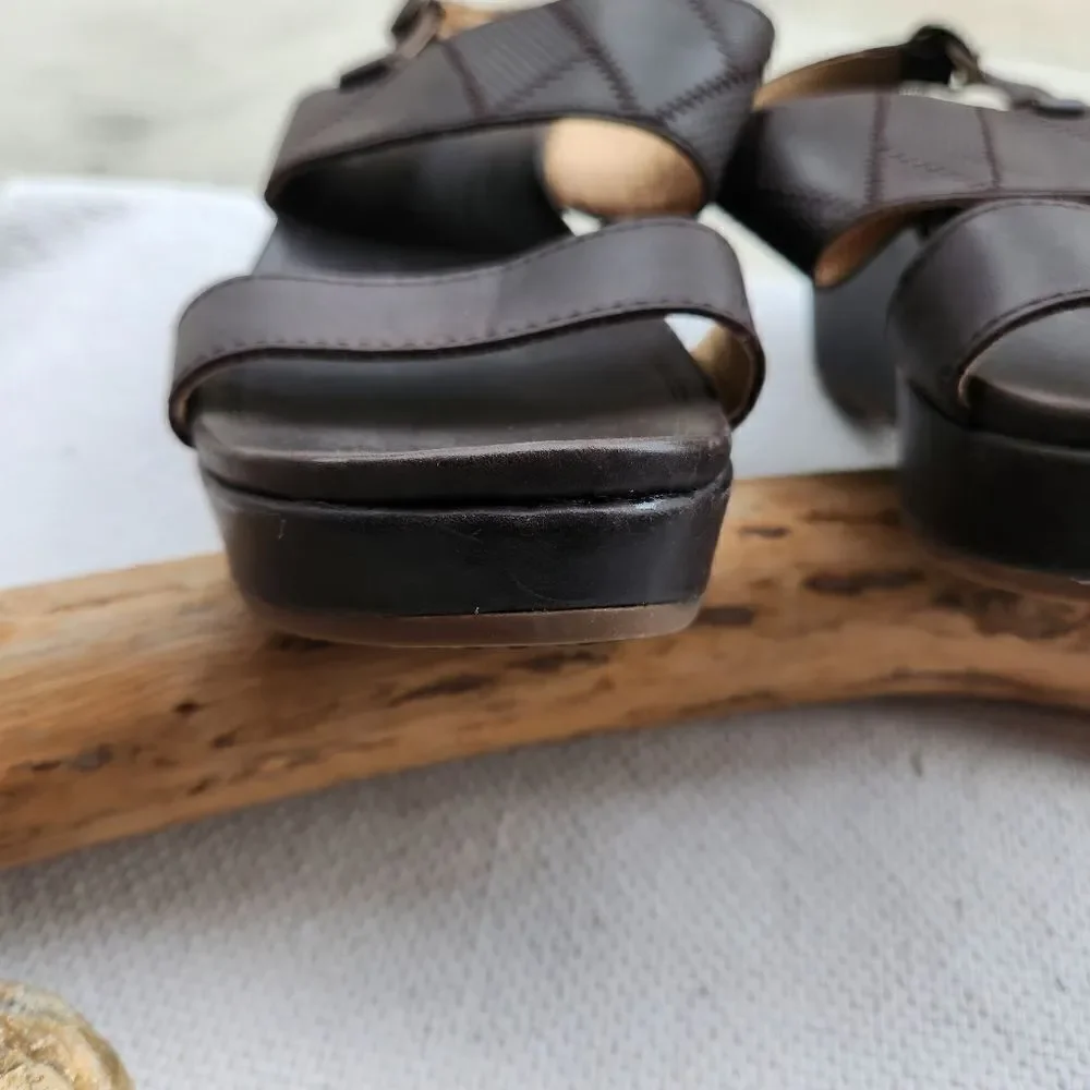 Olukai keha dark brown wedge platform sandals